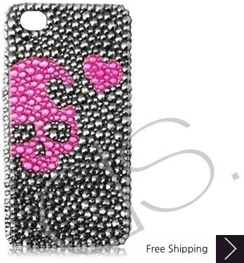 Skull Heart Bling Swarovski Crystal iPhone 15 Case iPhone 15 Pro and iPhone 15 Pro MAX Case