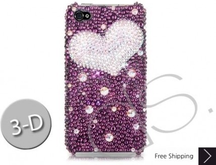 Fancy Love Bling Swarovski Crystal iPhone 15 Case iPhone 15 Pro and iPhone 15 Pro MAX Case - Purple