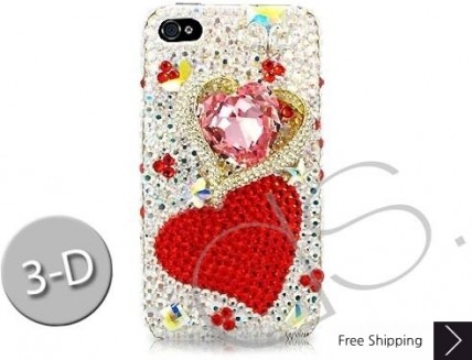 Fancy Love Bling Swarovski Crystal iPhone 15 Case iPhone 15 Pro and iPhone 15 Pro MAX Case - Red