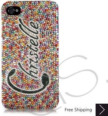 Rainbow Personalized Bling Swarovski Crystal iPhone 15 Case iPhone 15 Pro and iPhone 15 Pro MAX Case